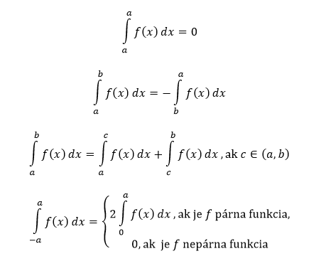 Vlastnosti určitých integrálov